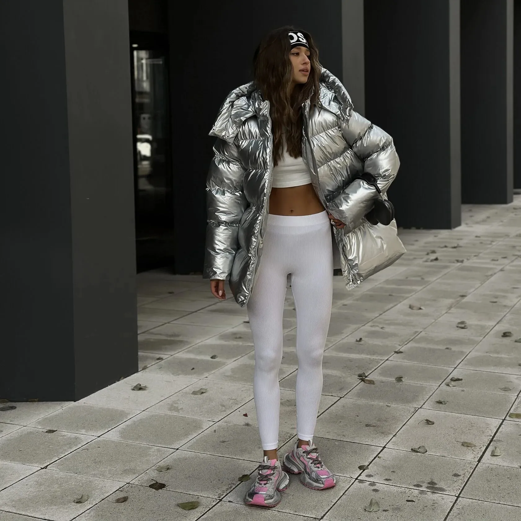 Fashionable Oversized Metallic Satin Puff Jacket for Women