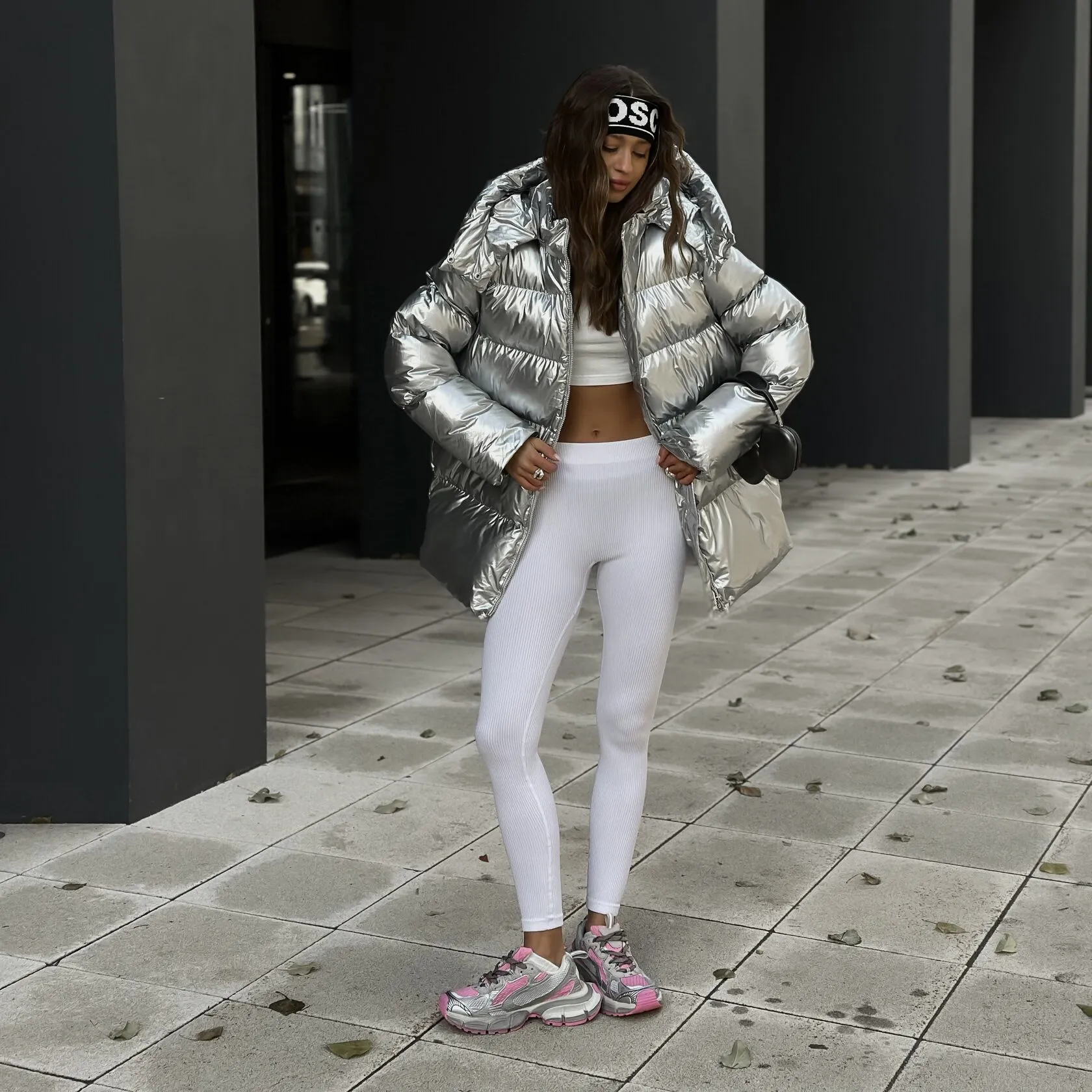 Fashionable Oversized Metallic Satin Puff Jacket for Women