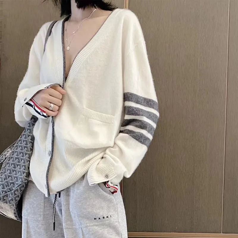 Fashionkova  Hot Sale Long Sleeve Spring Autumn Wool Women Sweaters TB Style Brand New Women Knitted Cardigan Sweater Fashion Top