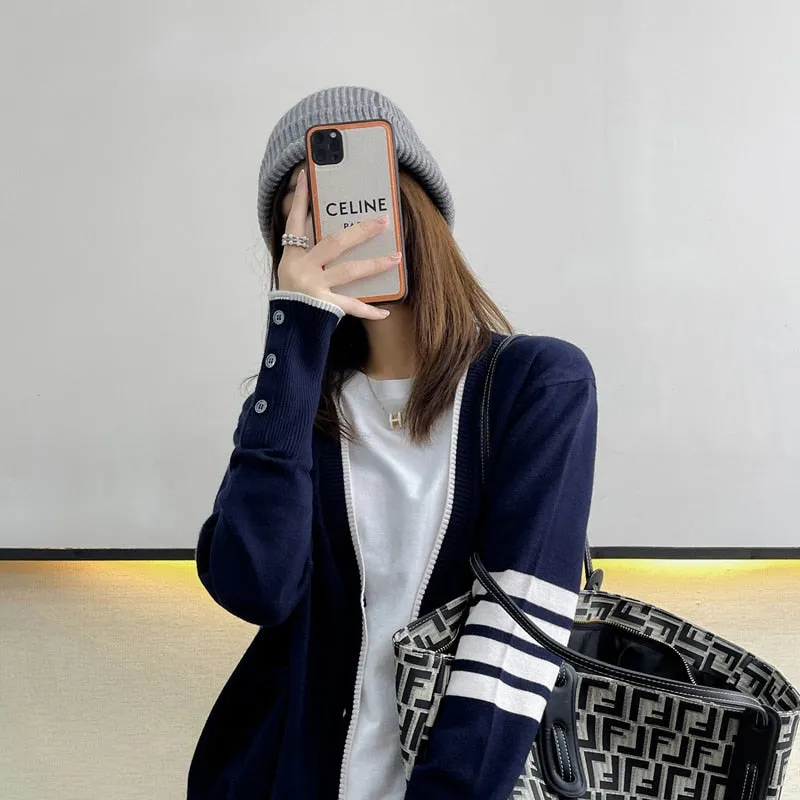 Fashionkova  Hot Sale Long Sleeve Spring Autumn Wool Women Sweaters TB Style Brand New Women Knitted Cardigan Sweater Fashion Top
