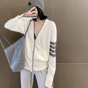 Fashionkova  Hot Sale Long Sleeve Spring Autumn Wool Women Sweaters TB Style Brand New Women Knitted Cardigan Sweater Fashion Top