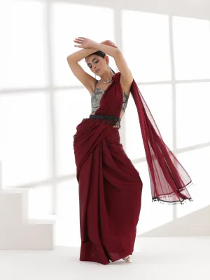 Fatal Rouge Butter Chiffon Saree