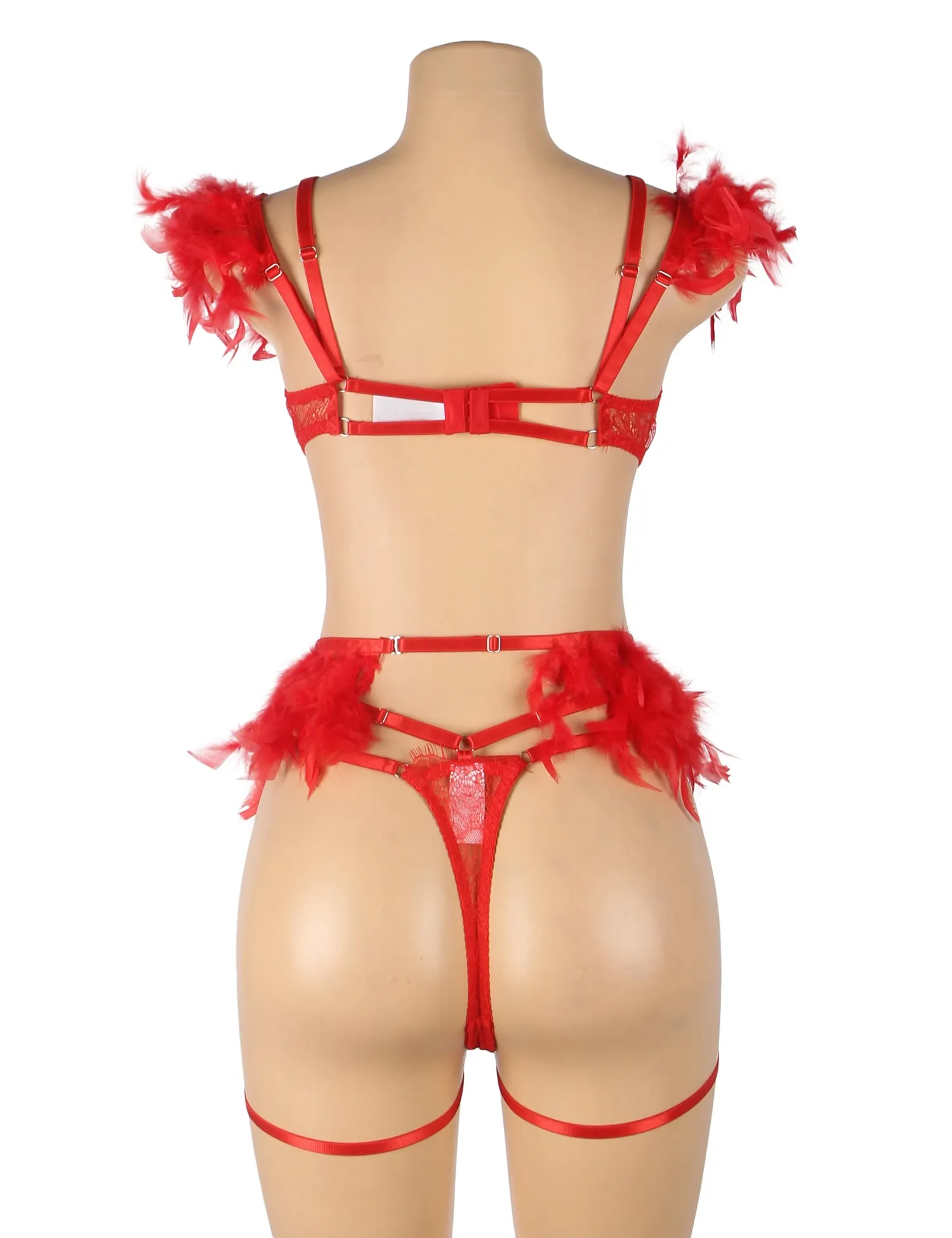Feather Lace Chain Sexy Egypt Lingerie Bra Set