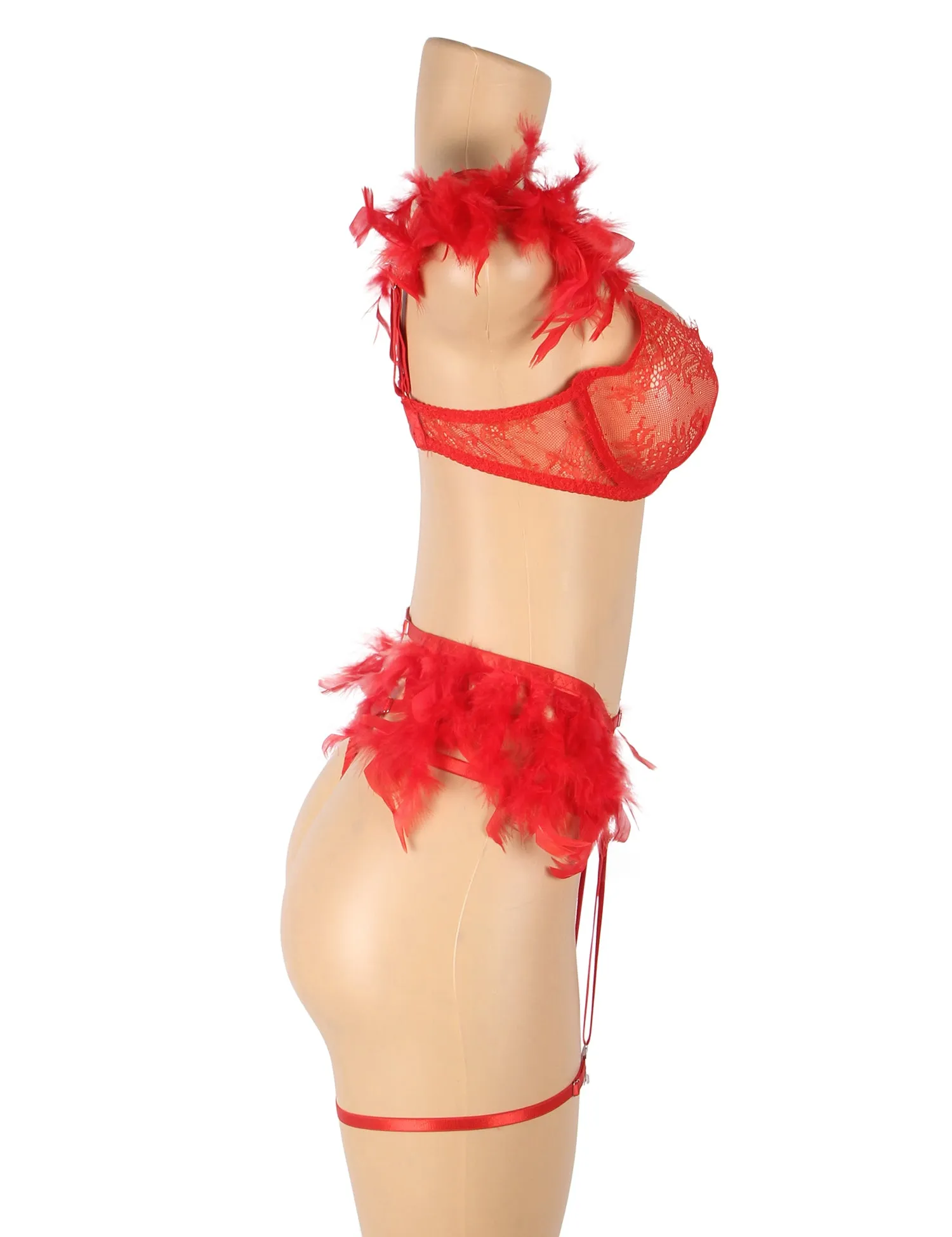 Feather Lace Chain Sexy Egypt Lingerie Bra Set