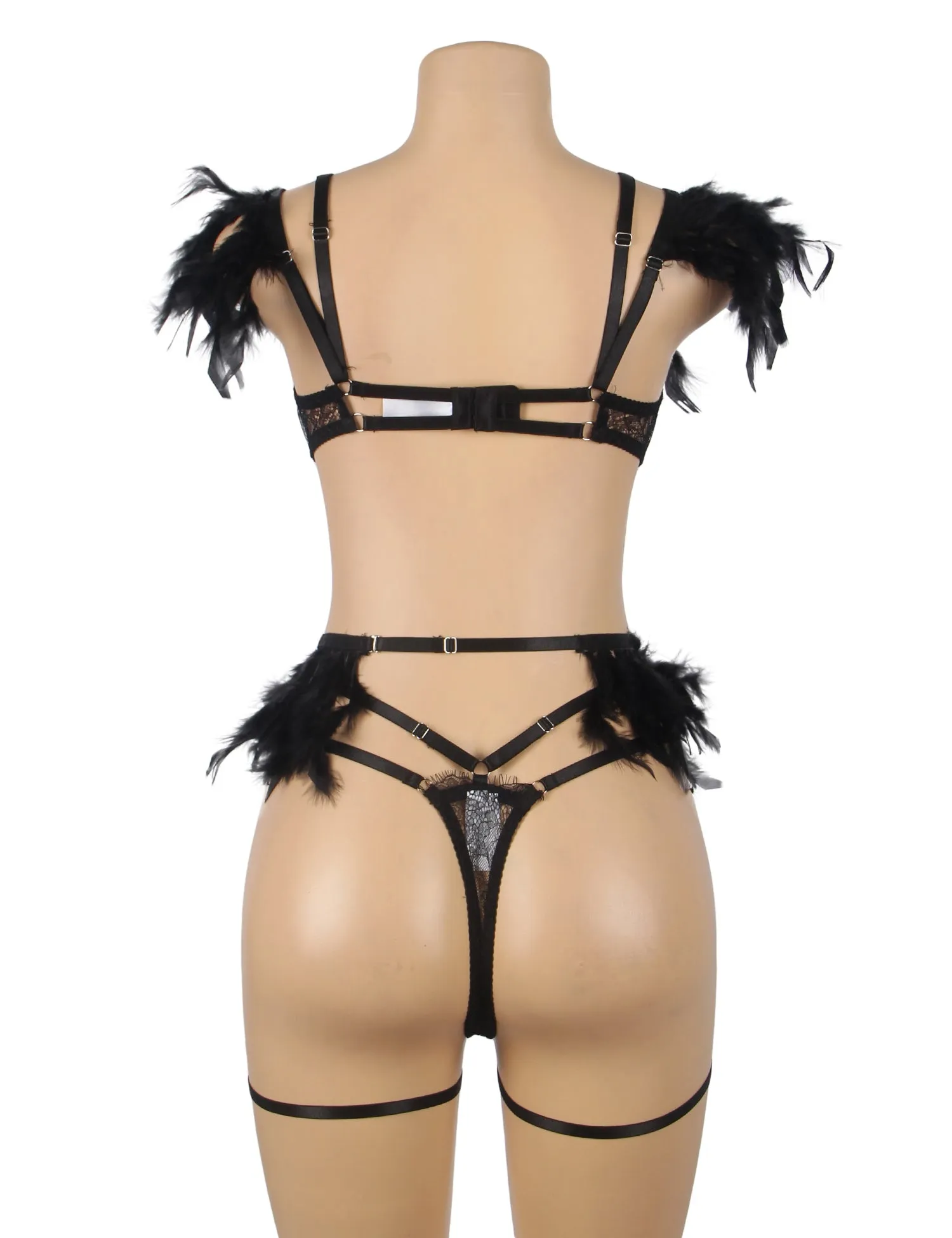 Feather Lace Chain Sexy Egypt Lingerie Bra Set
