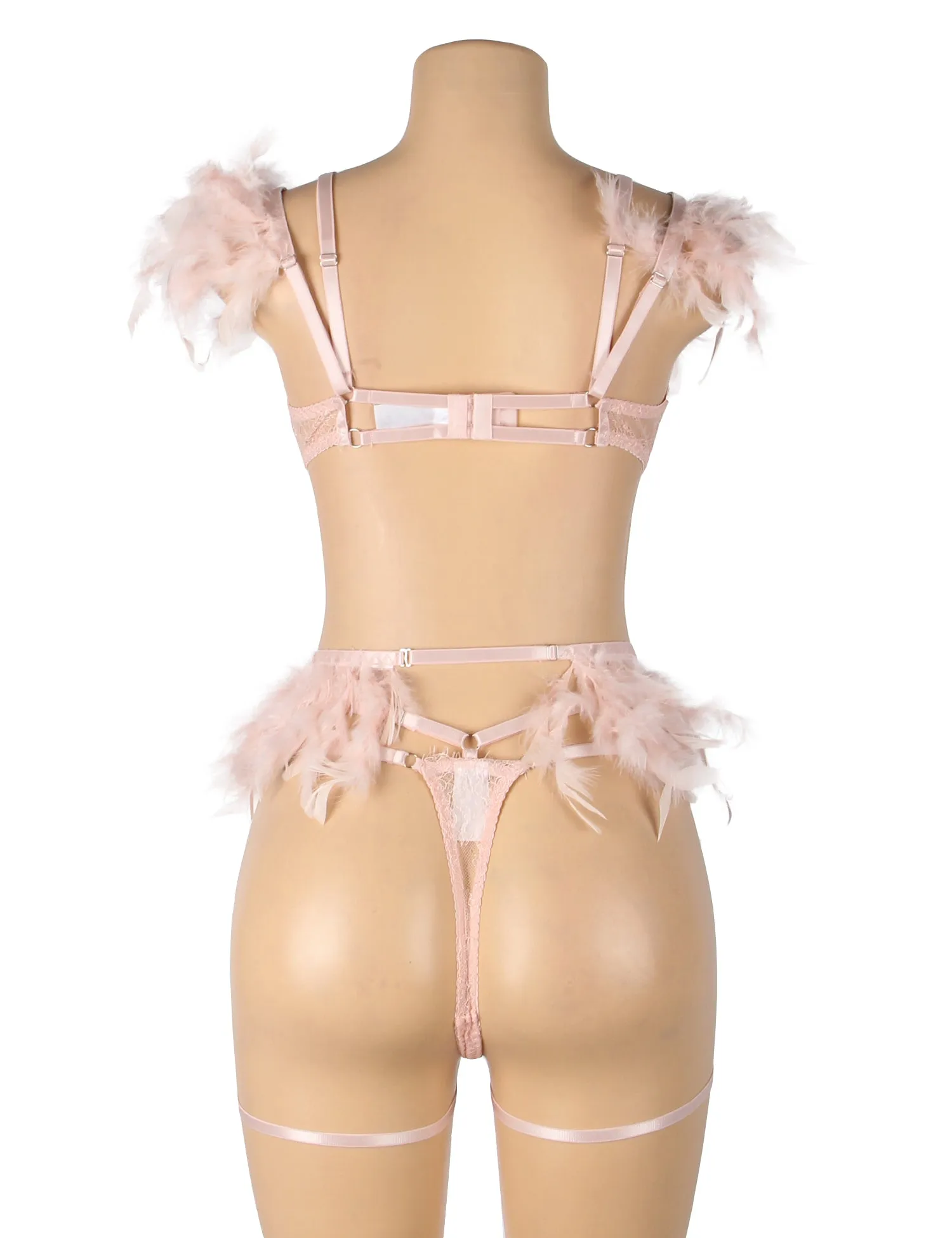 Feather Lace Chain Sexy Egypt Lingerie Bra Set