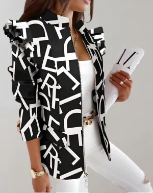 Felize - Refined long coat with epaulets and prints