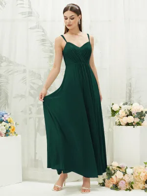 [Final Sale] Emerald Green Adjustable Straps Multi Way Open V Back Lace Applique Bridesmaid Dress