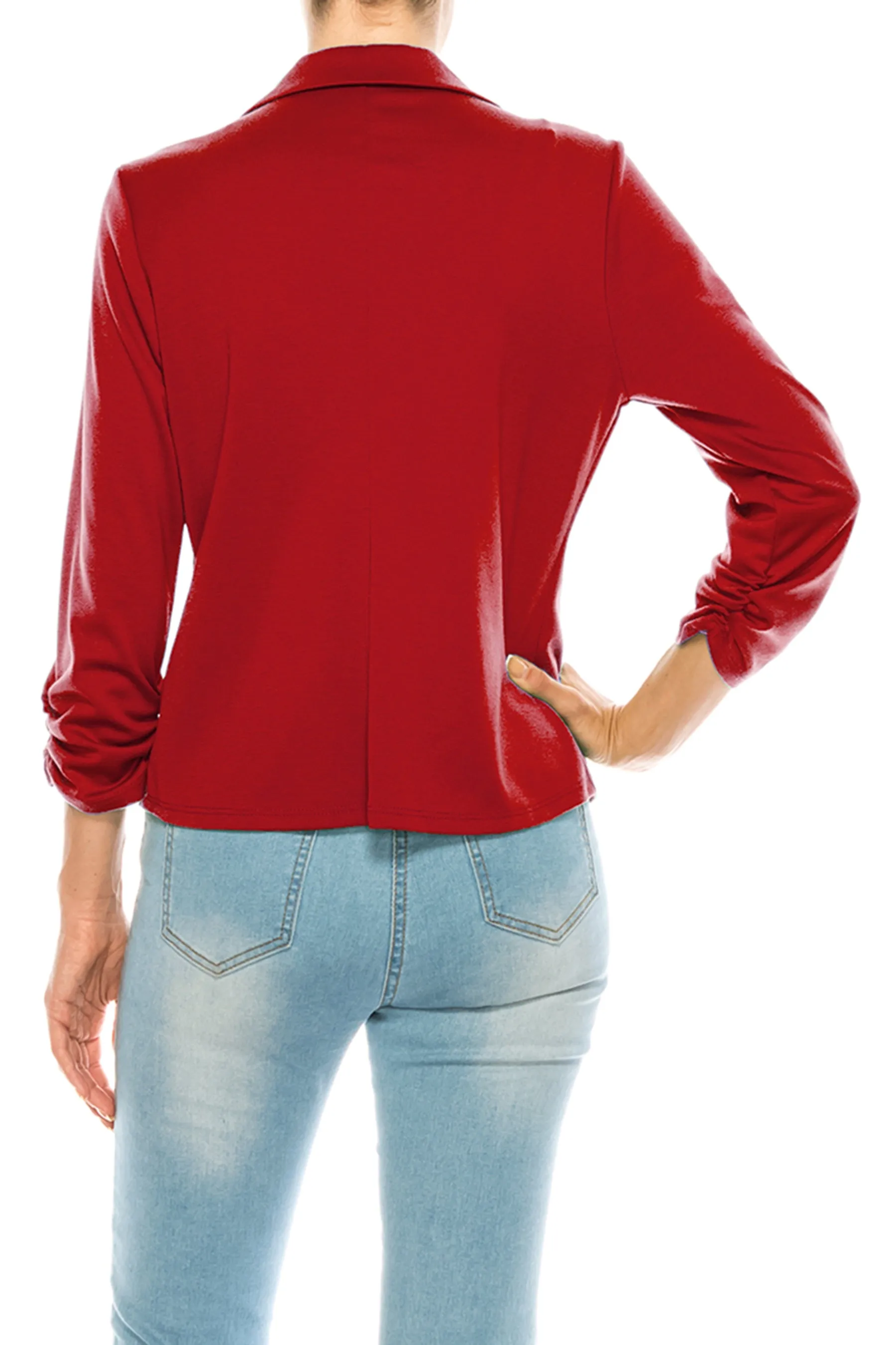 Fitted Solid Blazer with Button Closure and Ruched Sleeves V712 $11Each