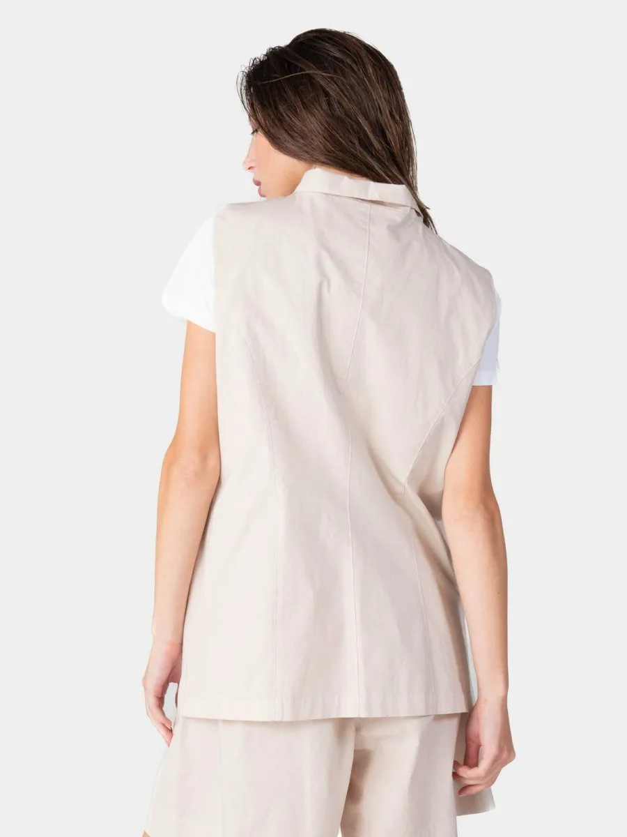 Flap Pocket Solid Cotton Vest