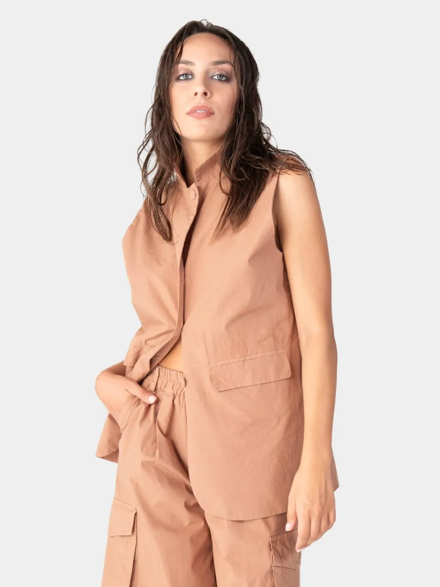 Flap Pocket Solid Cotton Vest