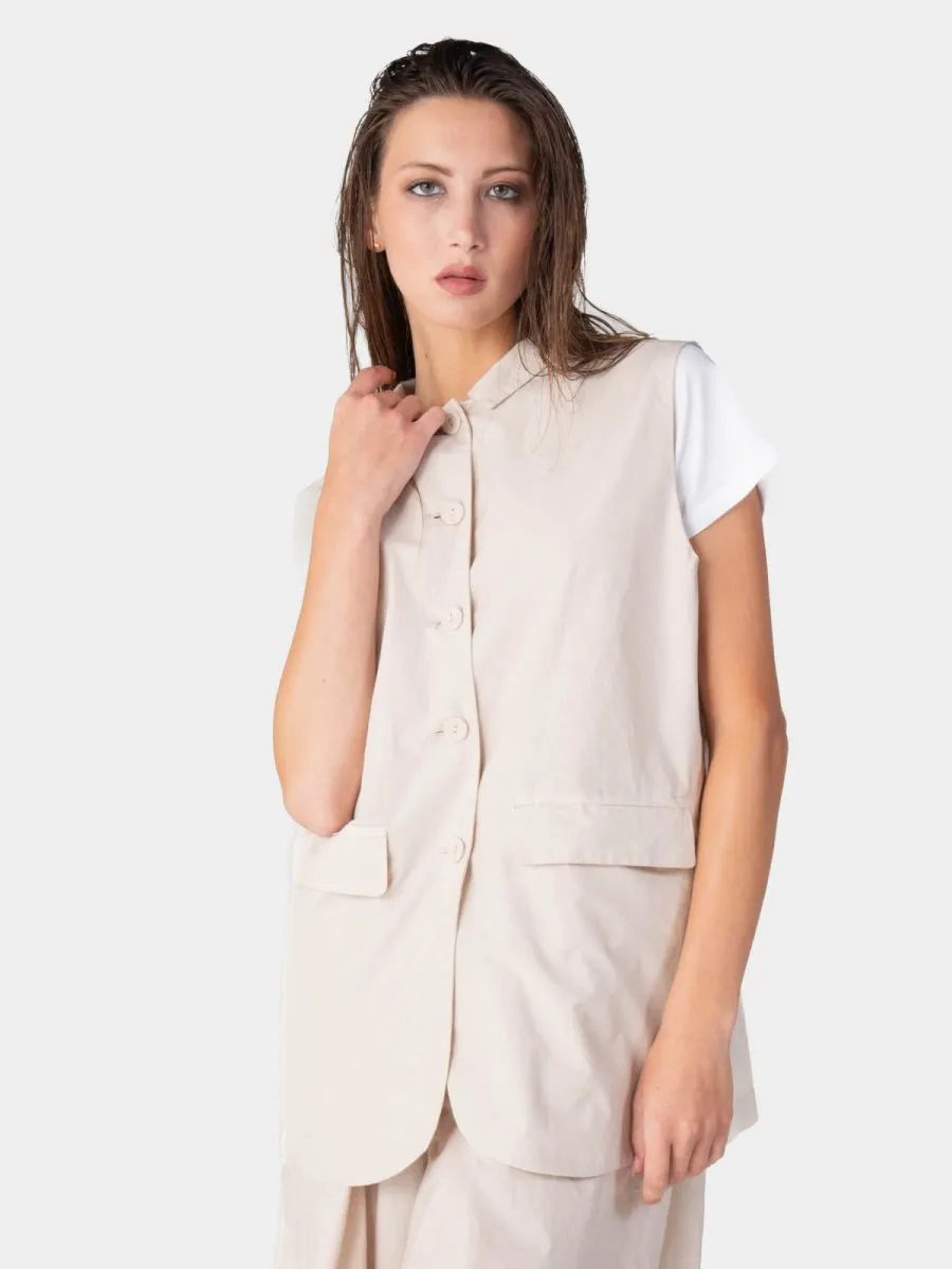 Flap Pocket Solid Cotton Vest