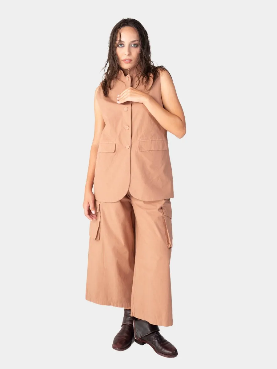Flap Pocket Solid Cotton Vest