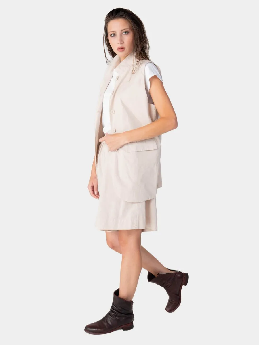 Flap Pocket Solid Cotton Vest