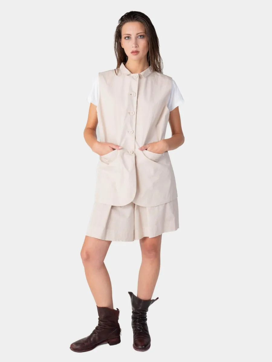 Flap Pocket Solid Cotton Vest