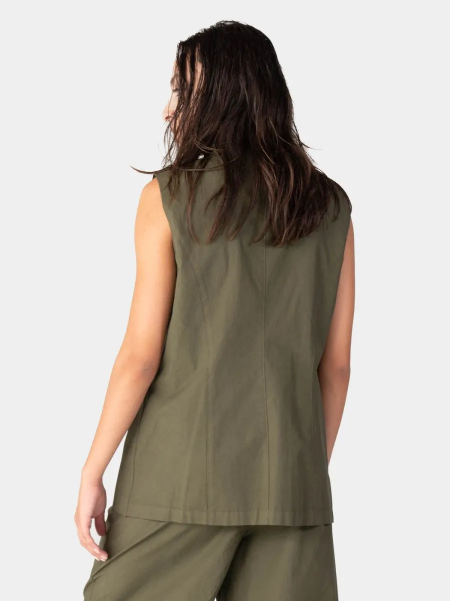 Flap Pocket Solid Cotton Vest