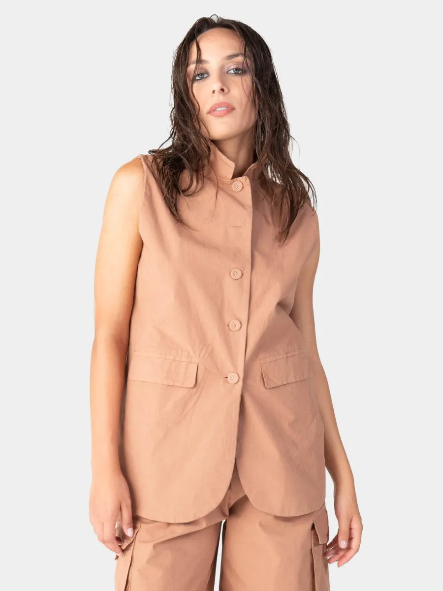 Flap Pocket Solid Cotton Vest