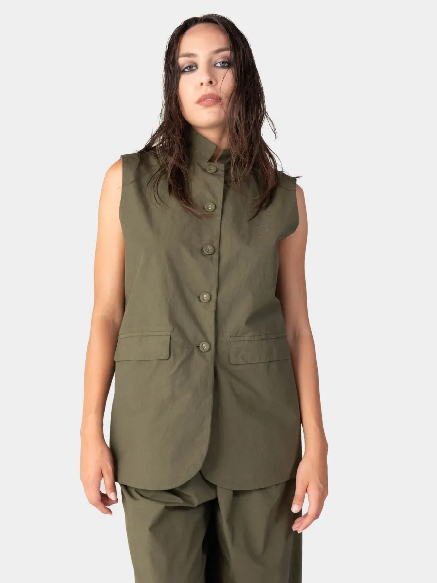 Flap Pocket Solid Cotton Vest