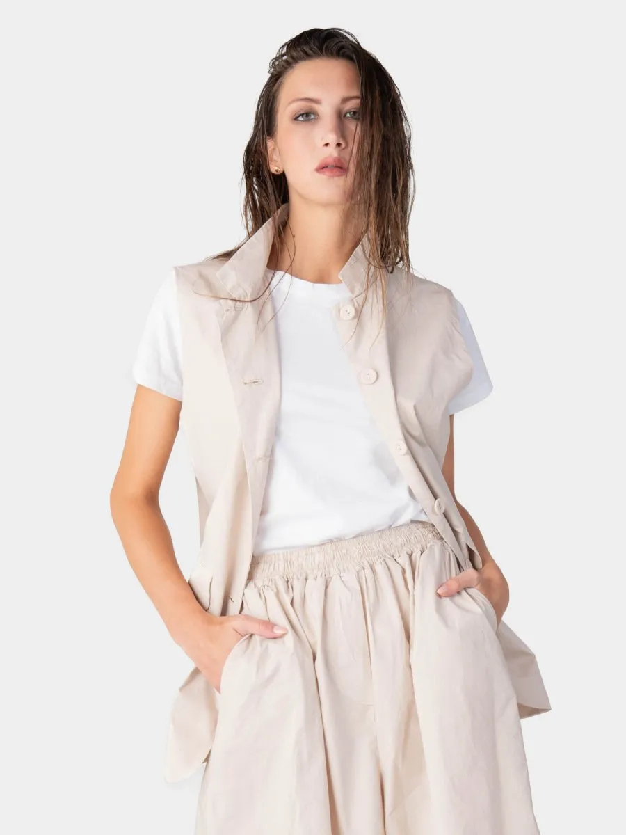 Flap Pocket Solid Cotton Vest