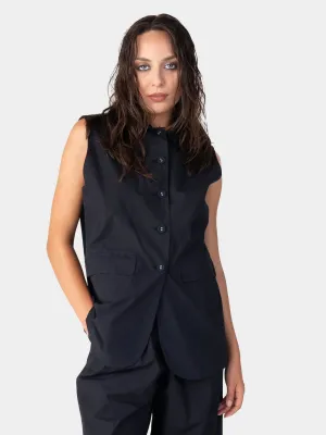 Flap Pocket Solid Cotton Vest