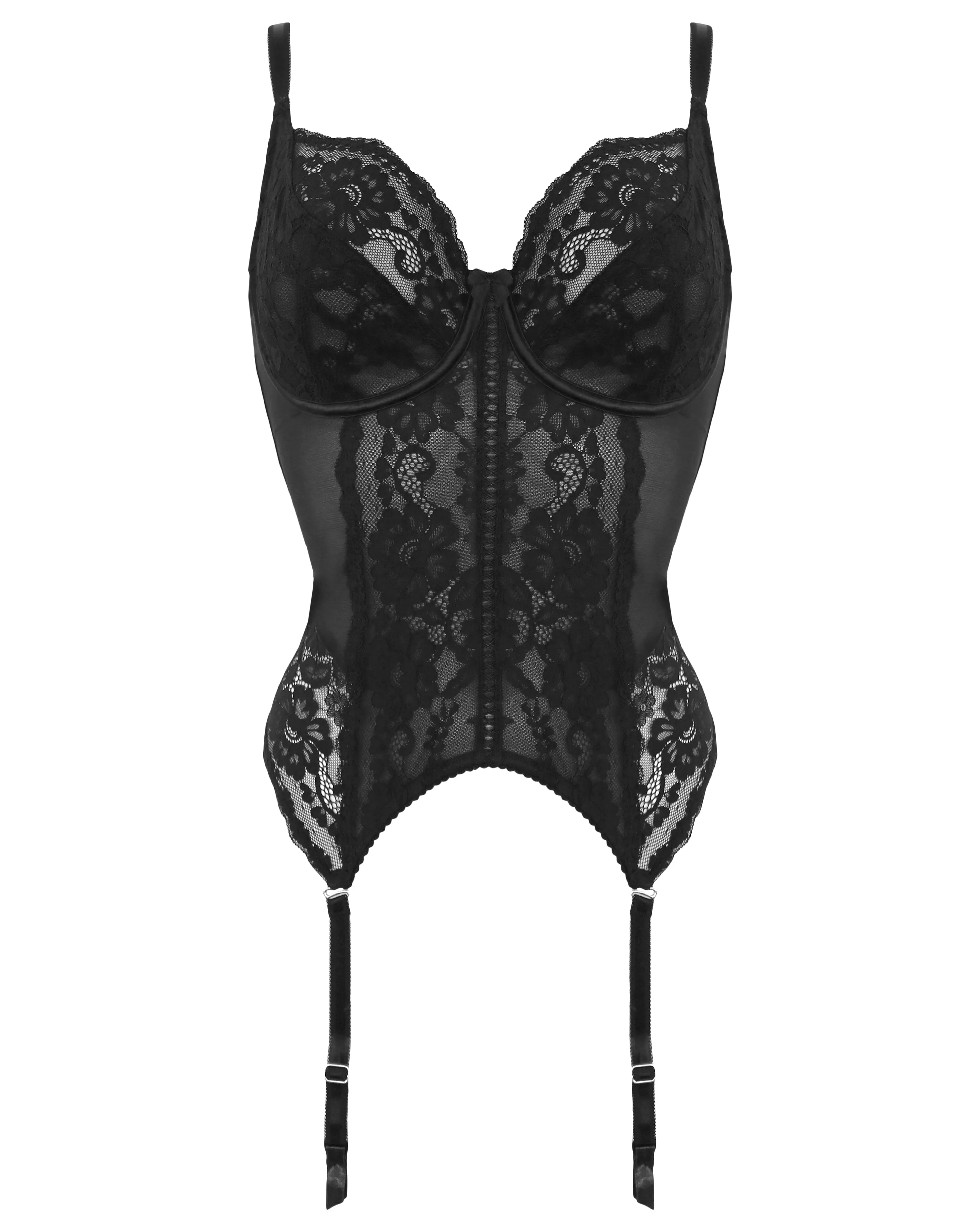 Fleur Non Padded Underwire Balcony Basque In Black - Pour Moi