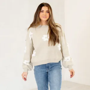 Floral Drop Shoulder Cropped Sweater