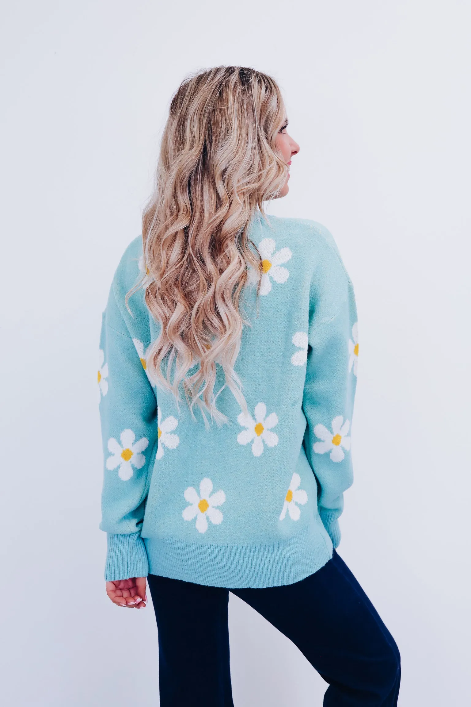 Floral Frenzy Button Front Cardigan - Mint