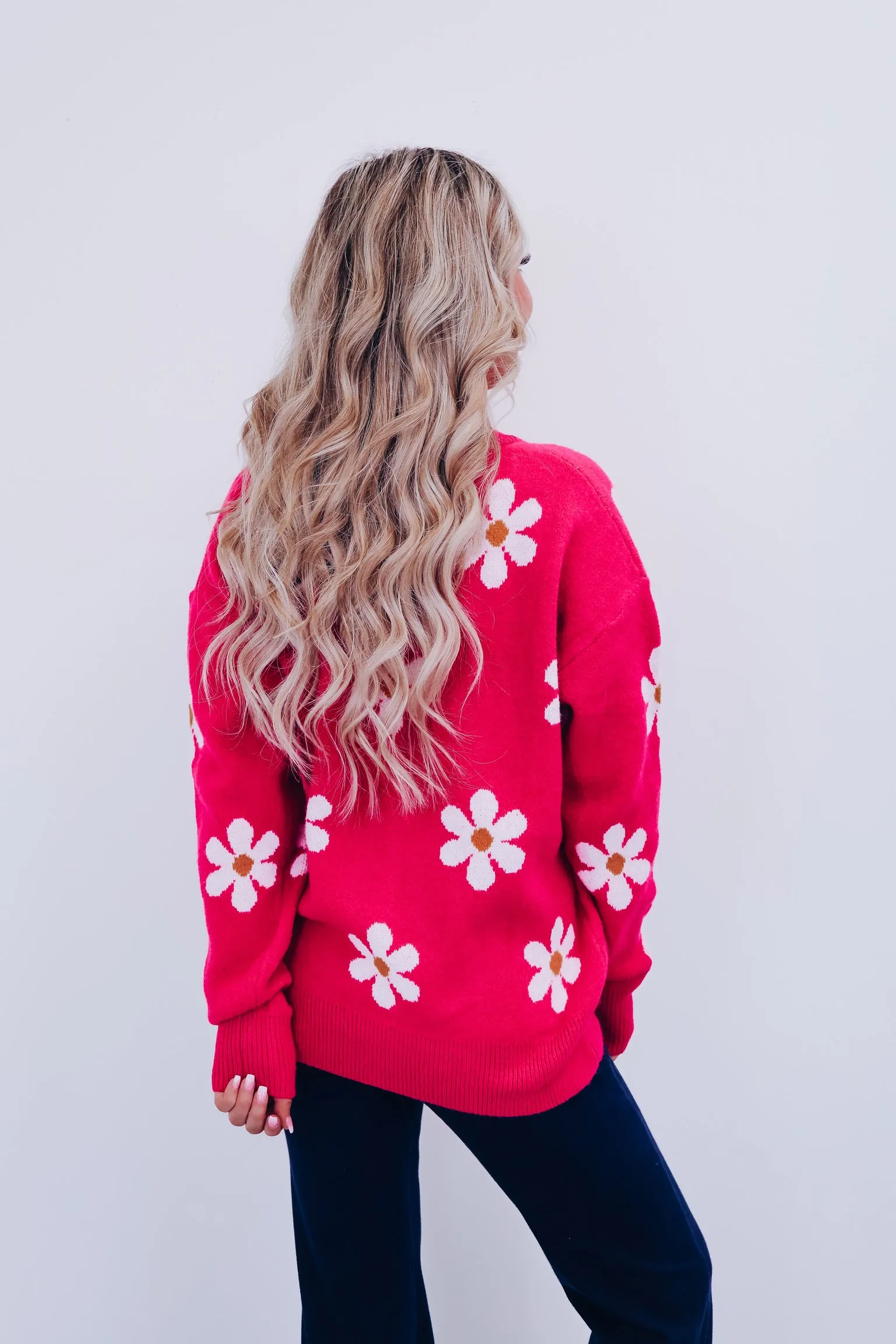 Floral Frenzy Button Front Cardigan - Pink