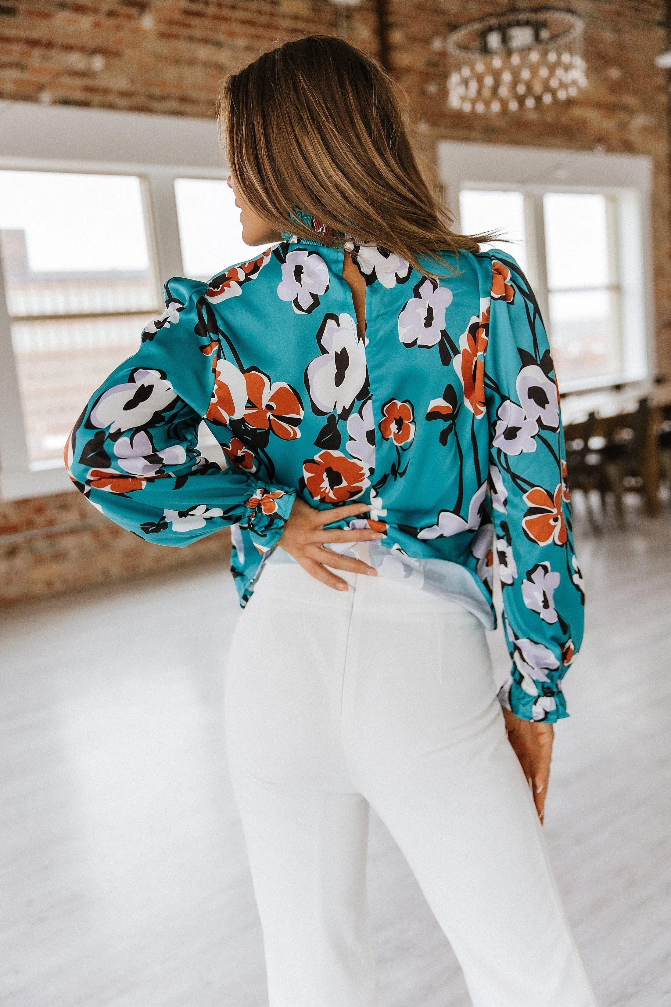 Floral Print Smocked Mock Neck Blouse | S-2XL | PRE ORDER