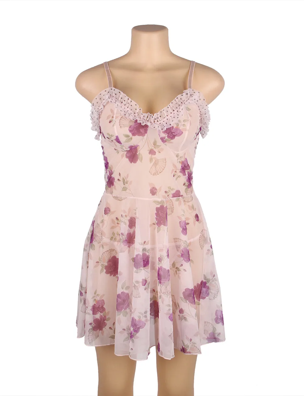 Floral Transparent Sexy Babydoll Egypt with G string