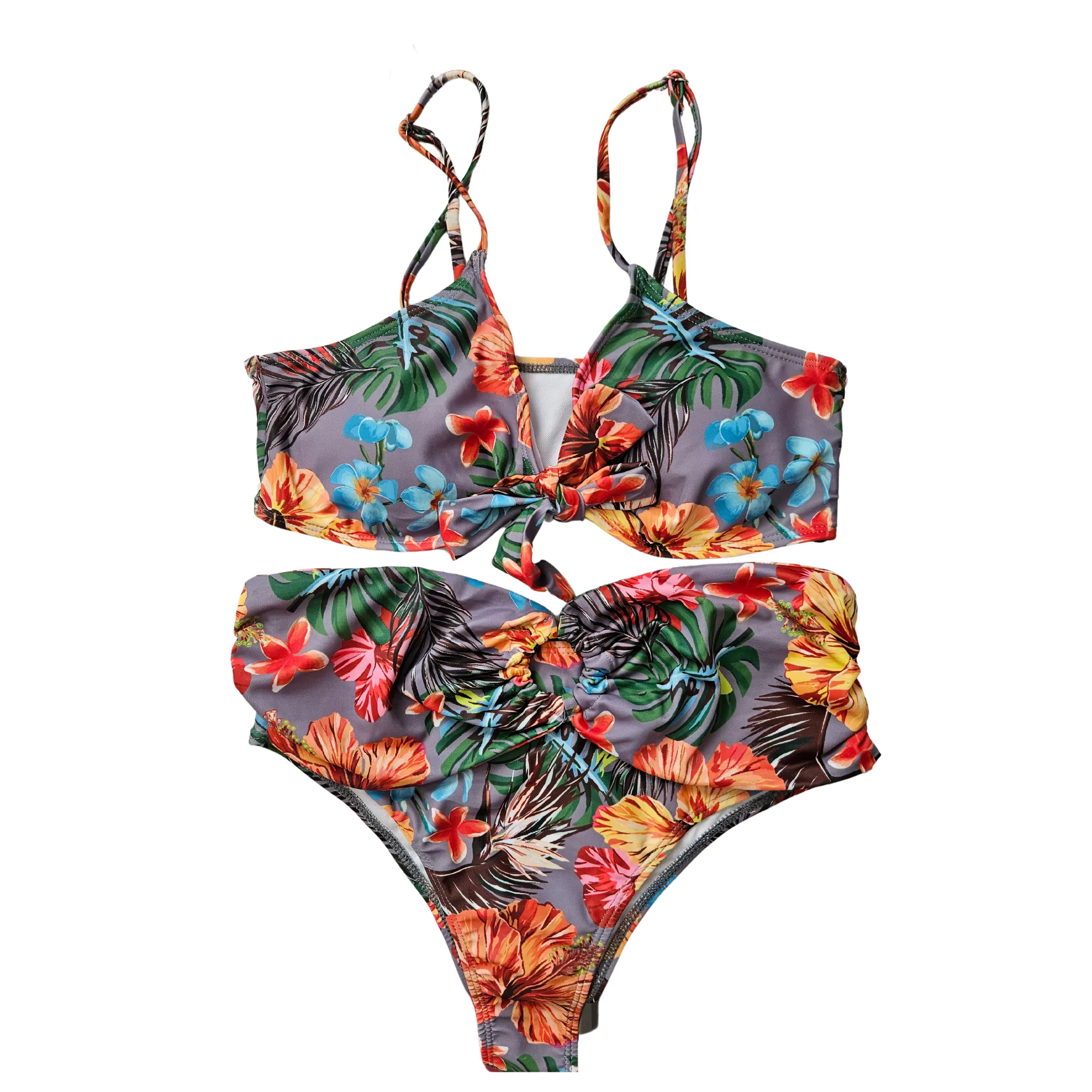Floral Tummy Control Bathing Suit with Long Sleeves Cover