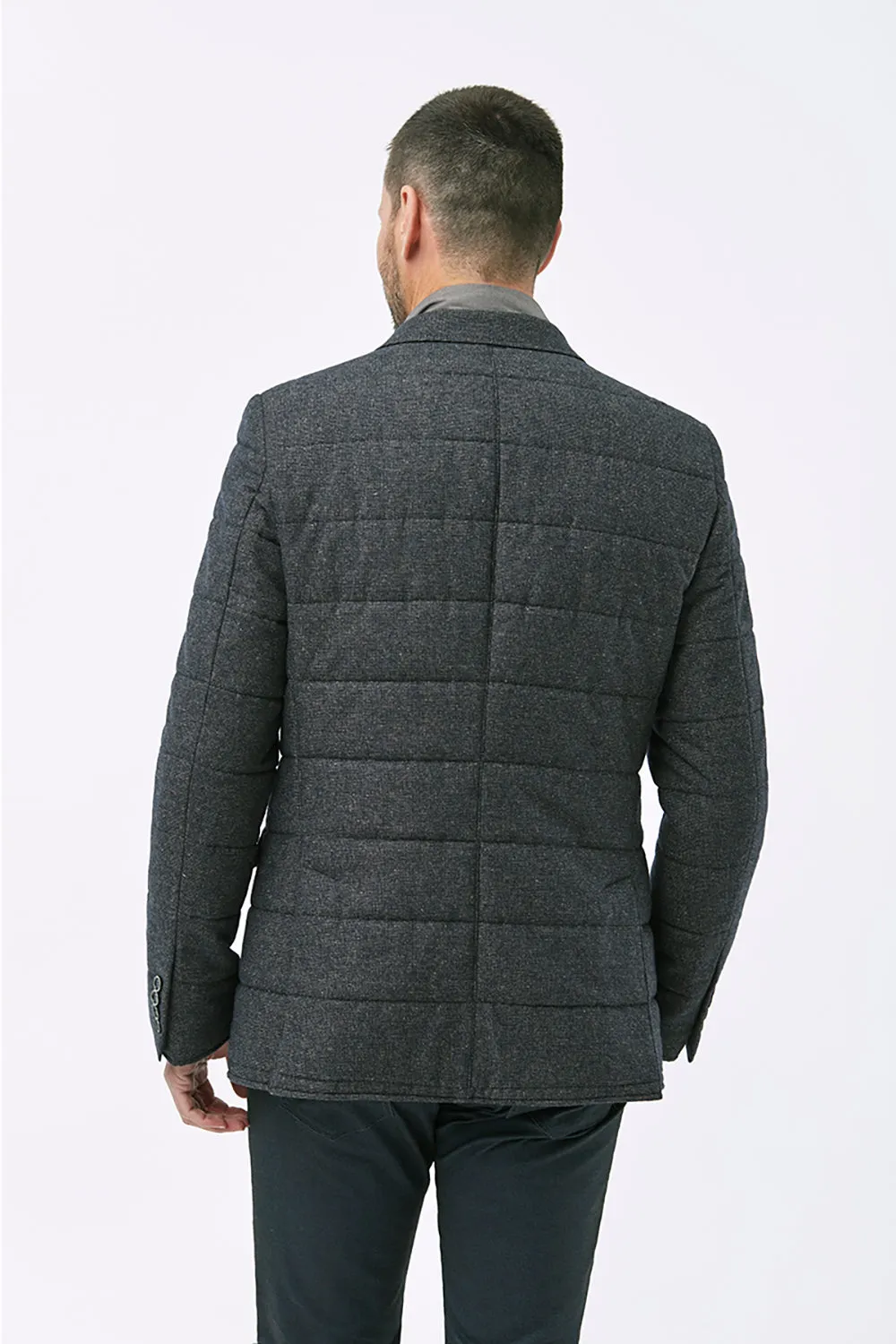 FLORENTINO QUILTED ZIP NECK WOOL BLEND JACKET 320302