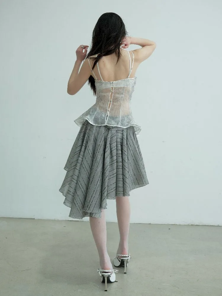 Flower Peplum Ruffle Tank Top【s0000012104】