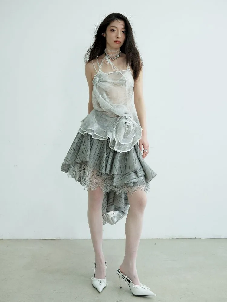 Flower Peplum Ruffle Tank Top【s0000012104】