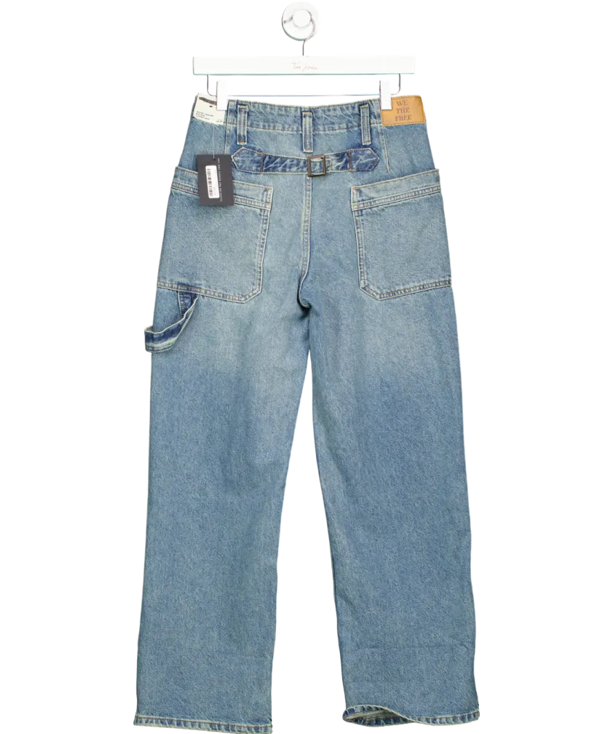 Free People Blue Major Leagues Mid Rise Cuff Cropped Jeans W26