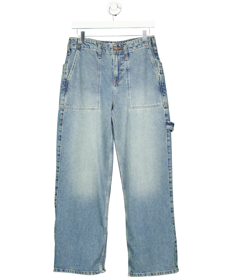Free People Blue Major Leagues Mid Rise Cuff Cropped Jeans W26