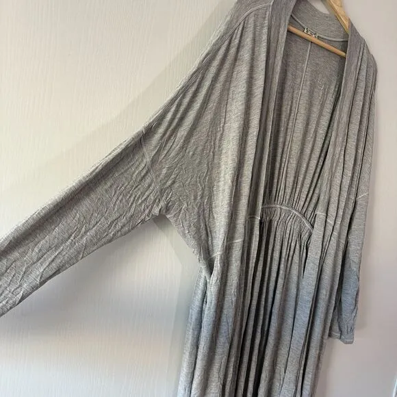 Free People Intimately Essential Belted Melange Knit Cardigan In Grey Heather L