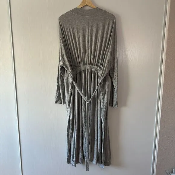 Free People Intimately Essential Belted Melange Knit Cardigan In Grey Heather L