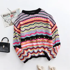 Gabrielle - Colorful Stripes Knitted Sweater for Women Trendy