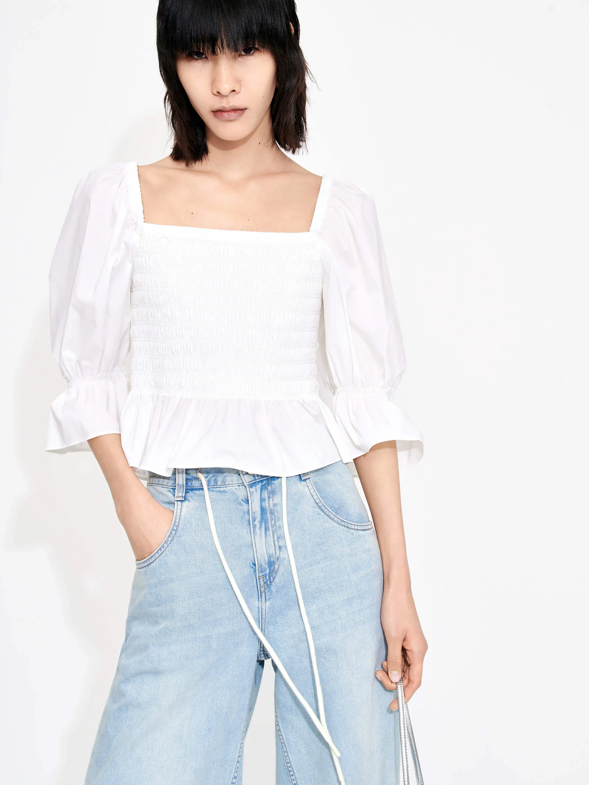 Gathered Front Smocked Top