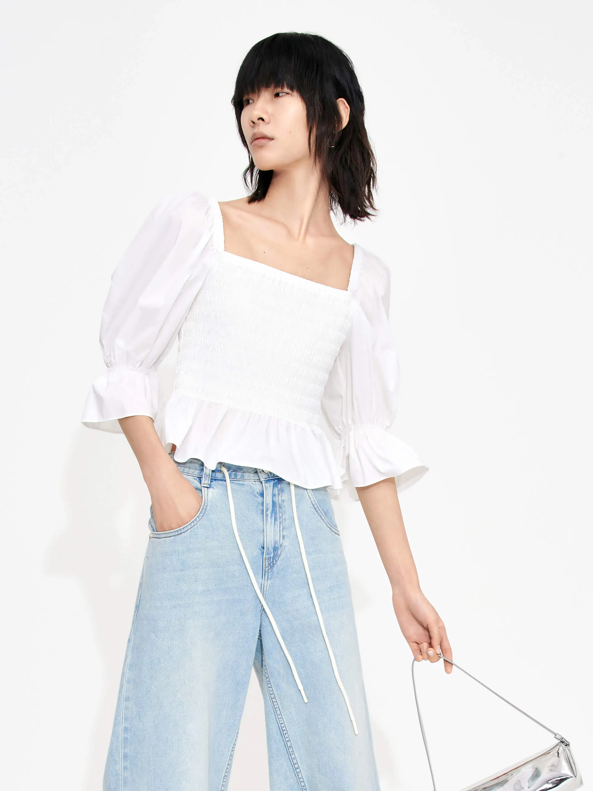 Gathered Front Smocked Top