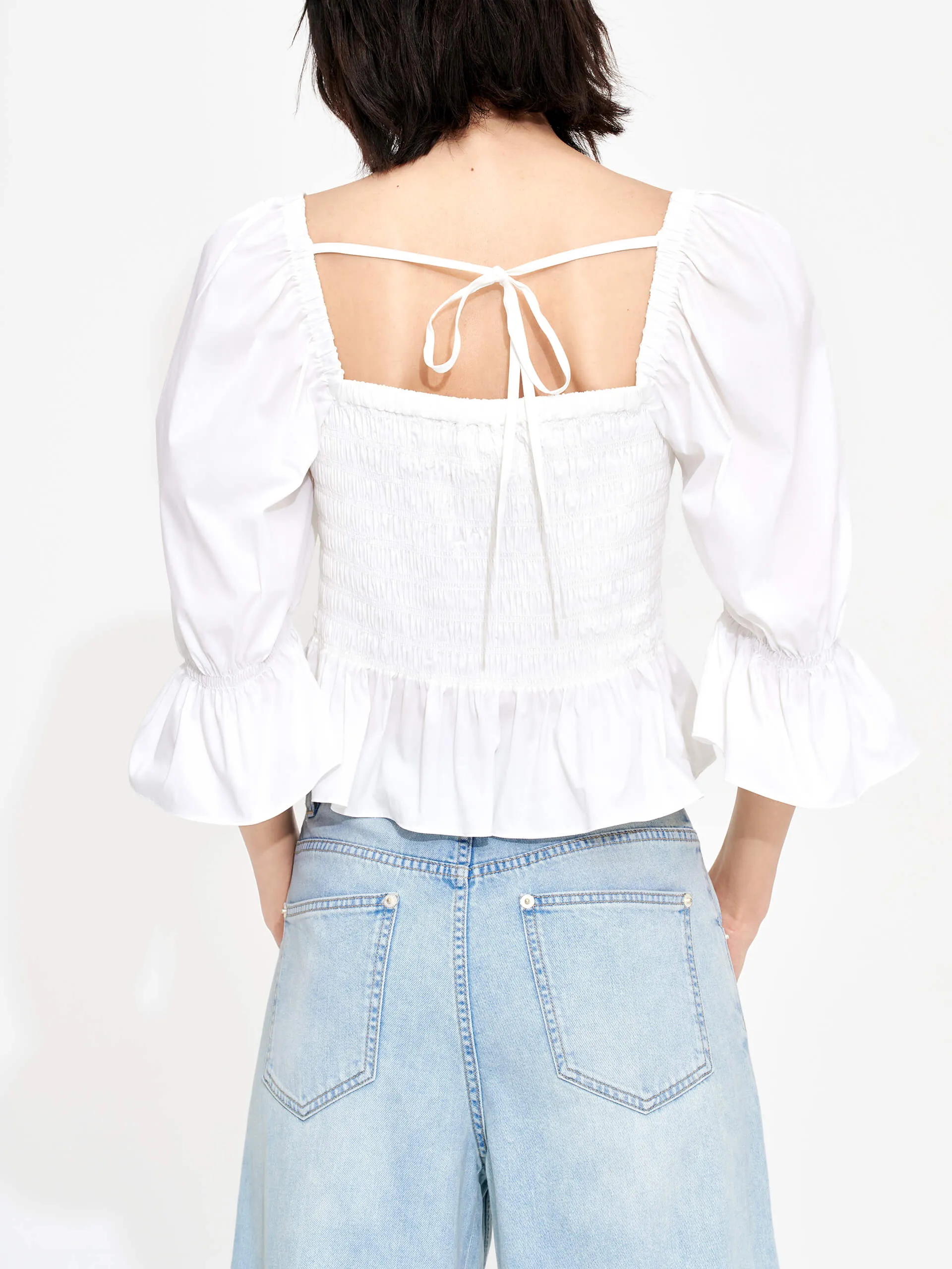 Gathered Front Smocked Top