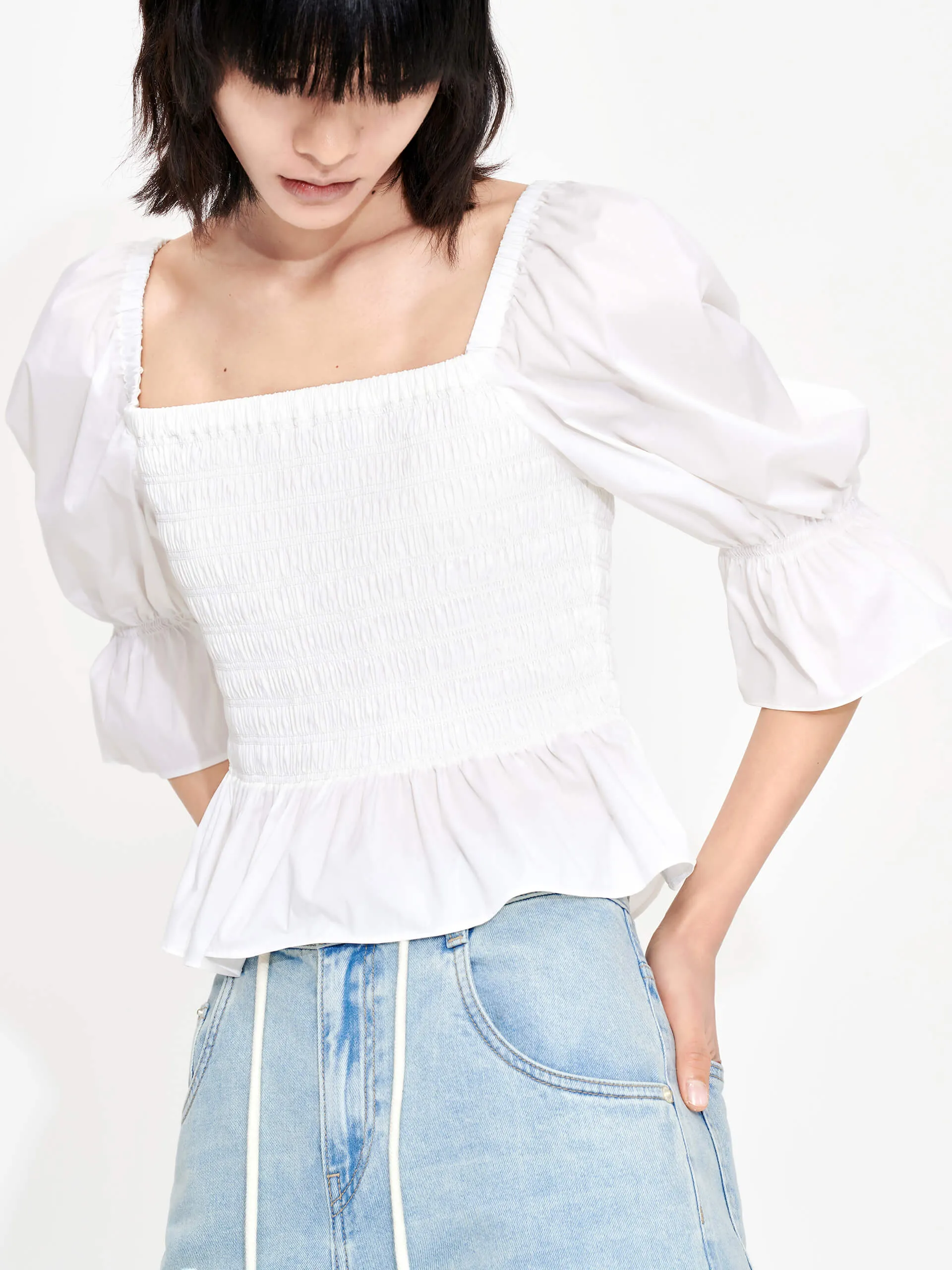 Gathered Front Smocked Top