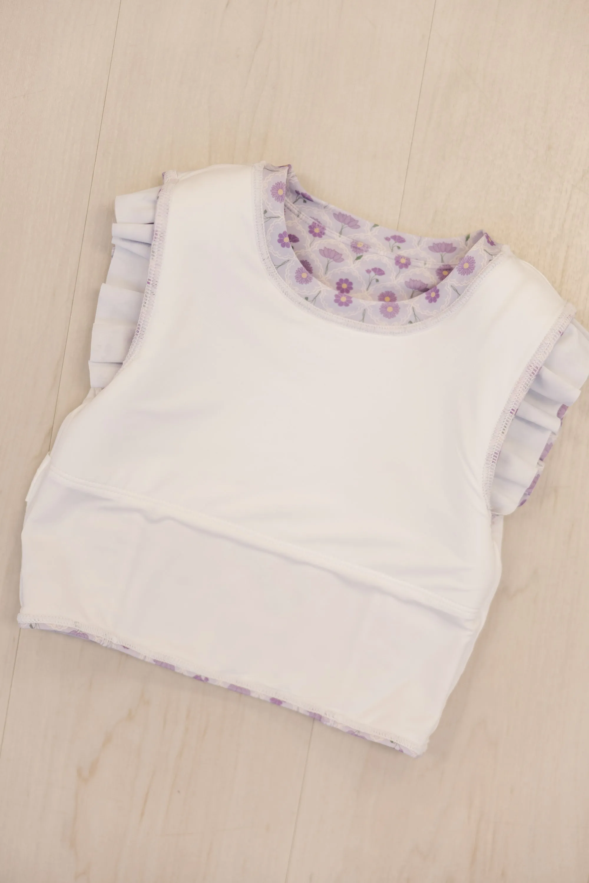 Girls: The Layne Lavender Floral Tankini Ruffled Two Piece
