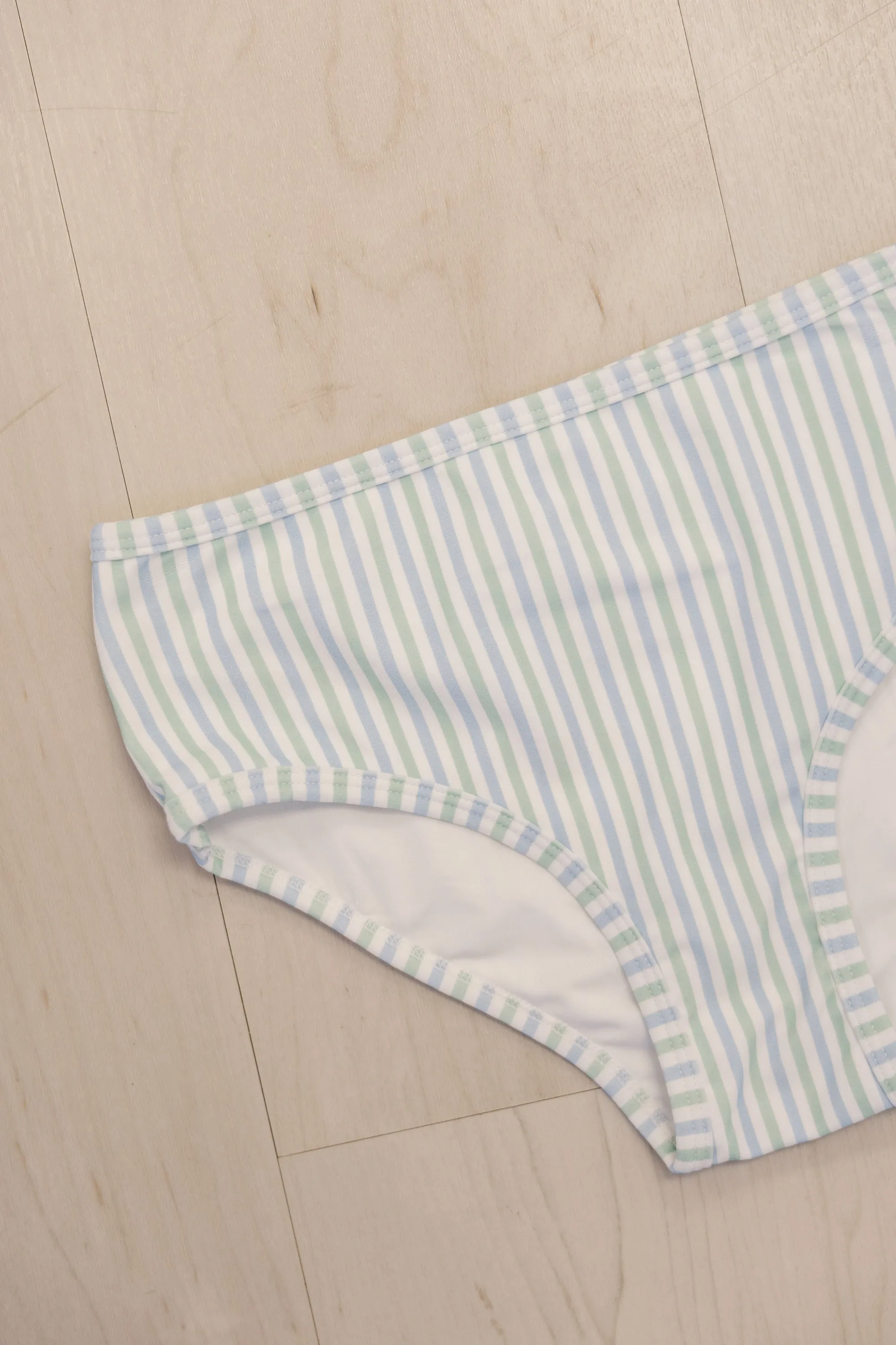 Girls: The Nikki Mint Striped Two Piece Swimsuit