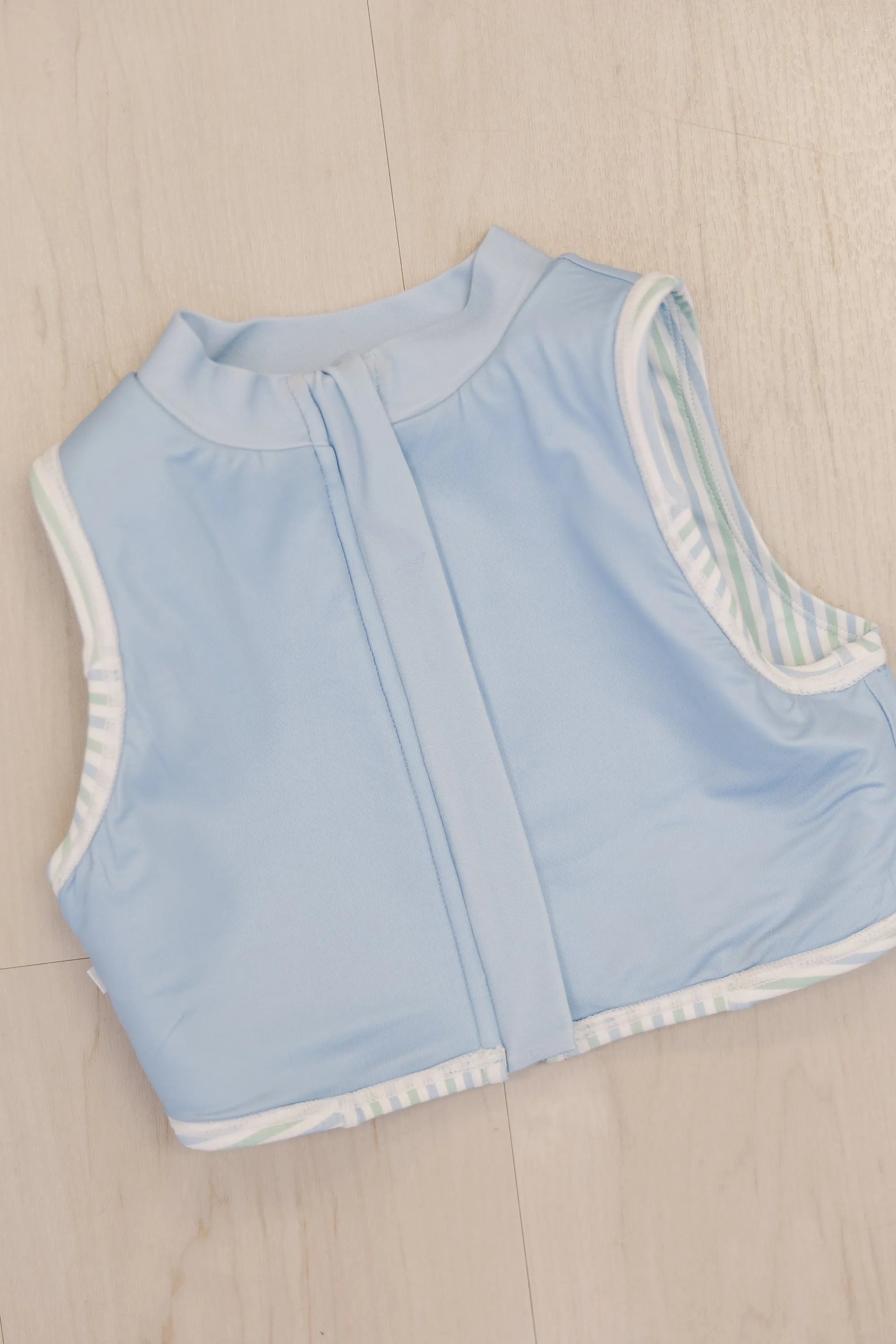 Girls: The Nikki Mint Striped Two Piece Swimsuit