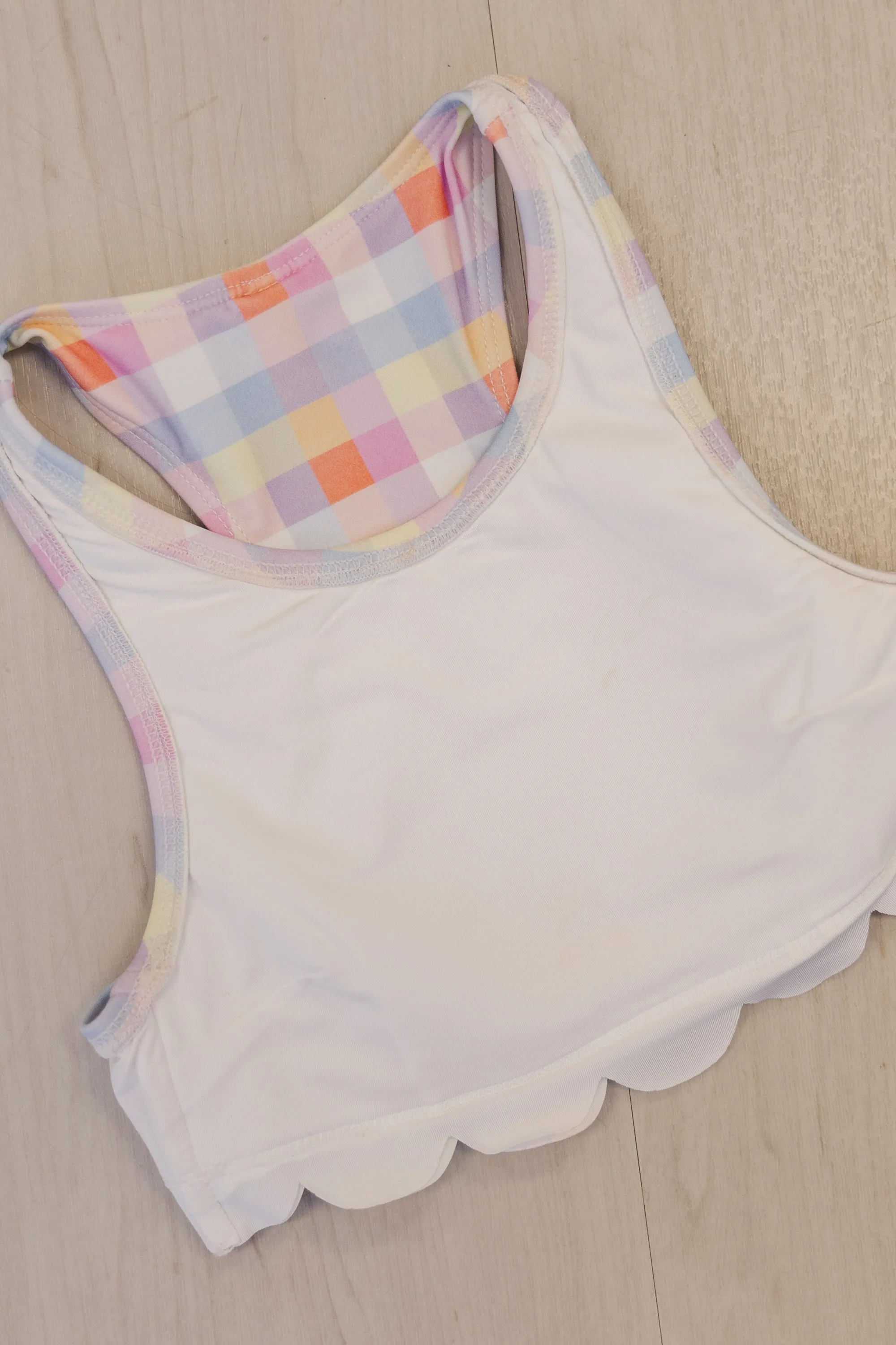 Girls: The Sally Light Blue Gingham Two Piece Swimsuit