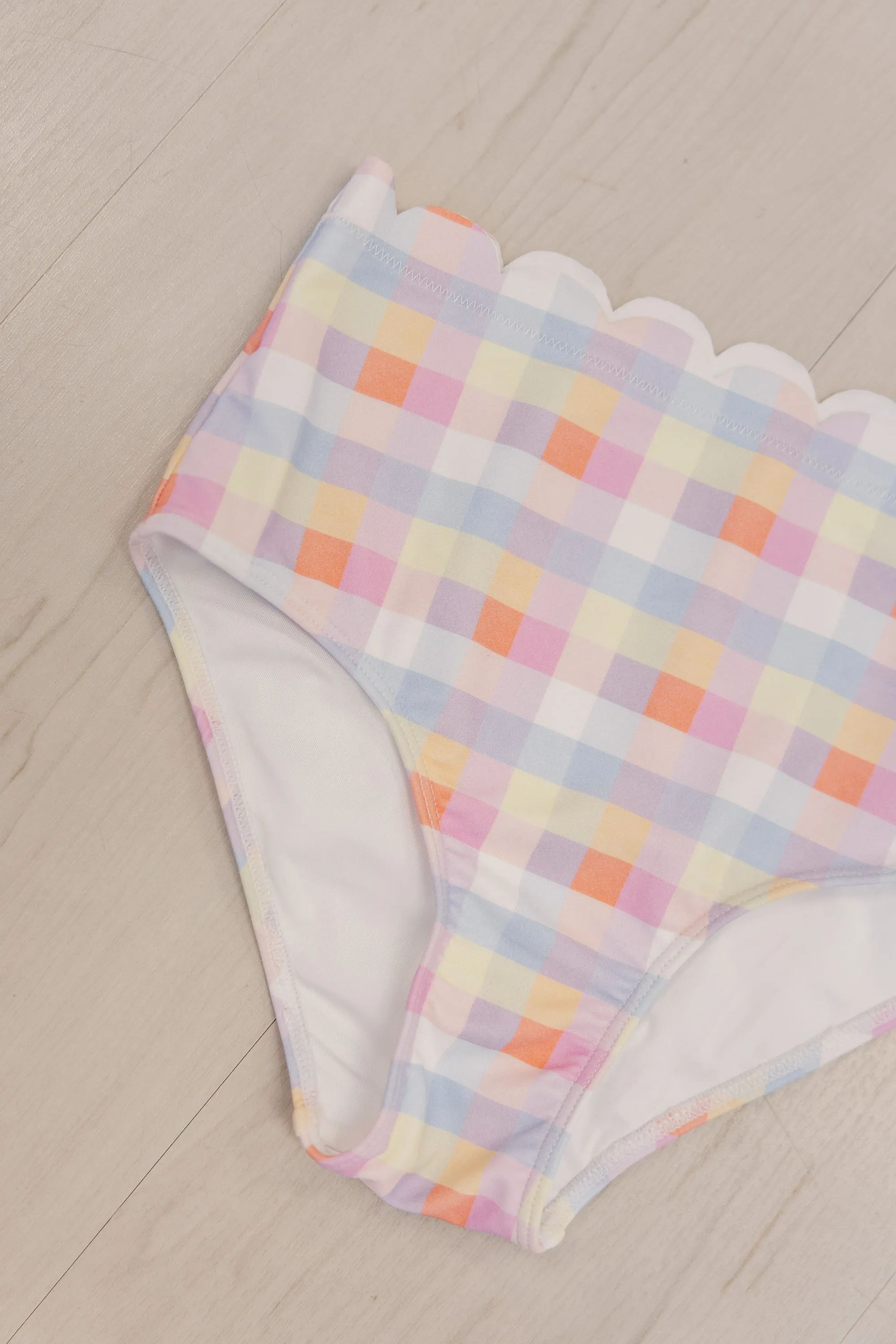 Girls: The Sally Light Blue Gingham Two Piece Swimsuit