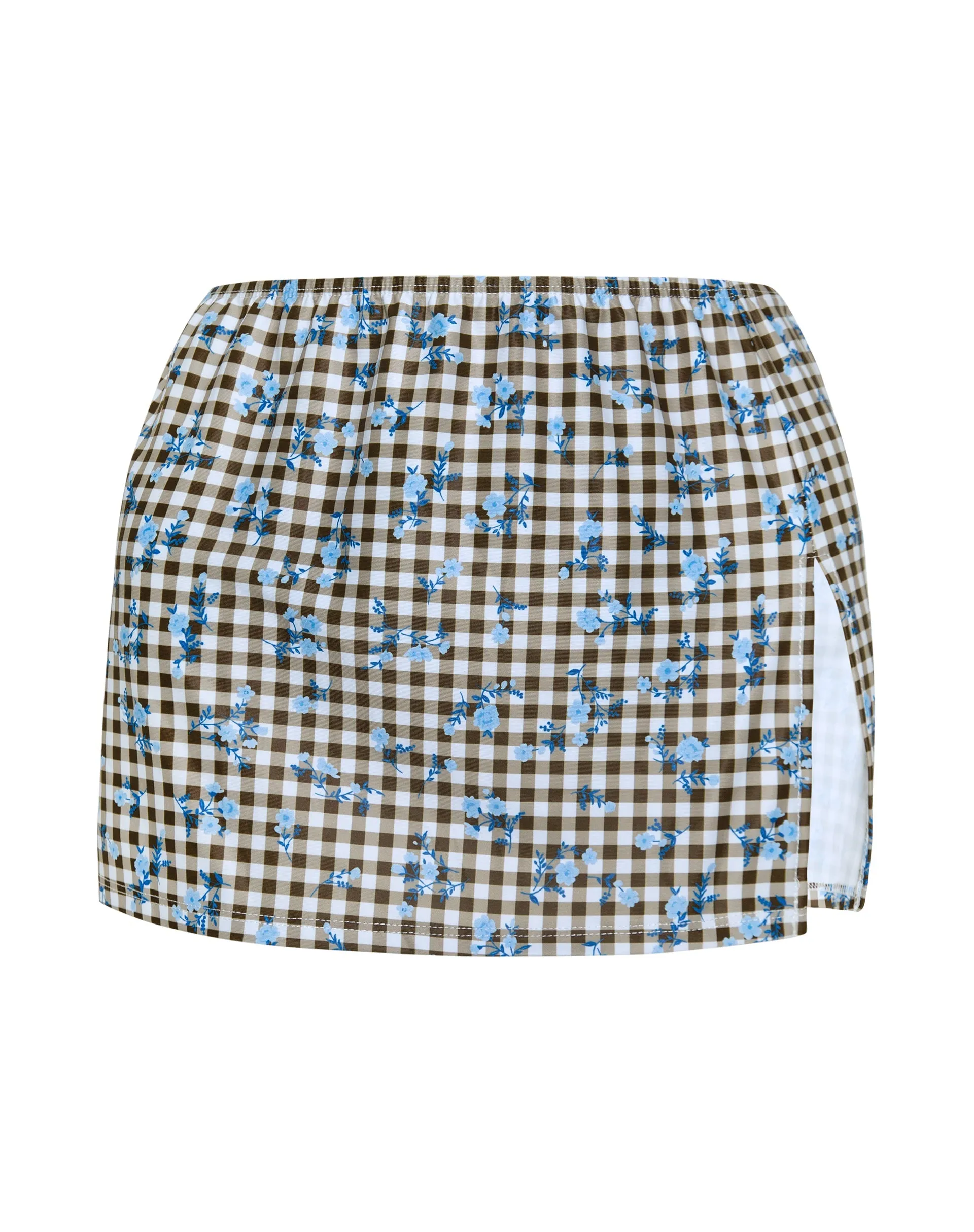 Goby Mini Skirt in Floral Gingham Brown