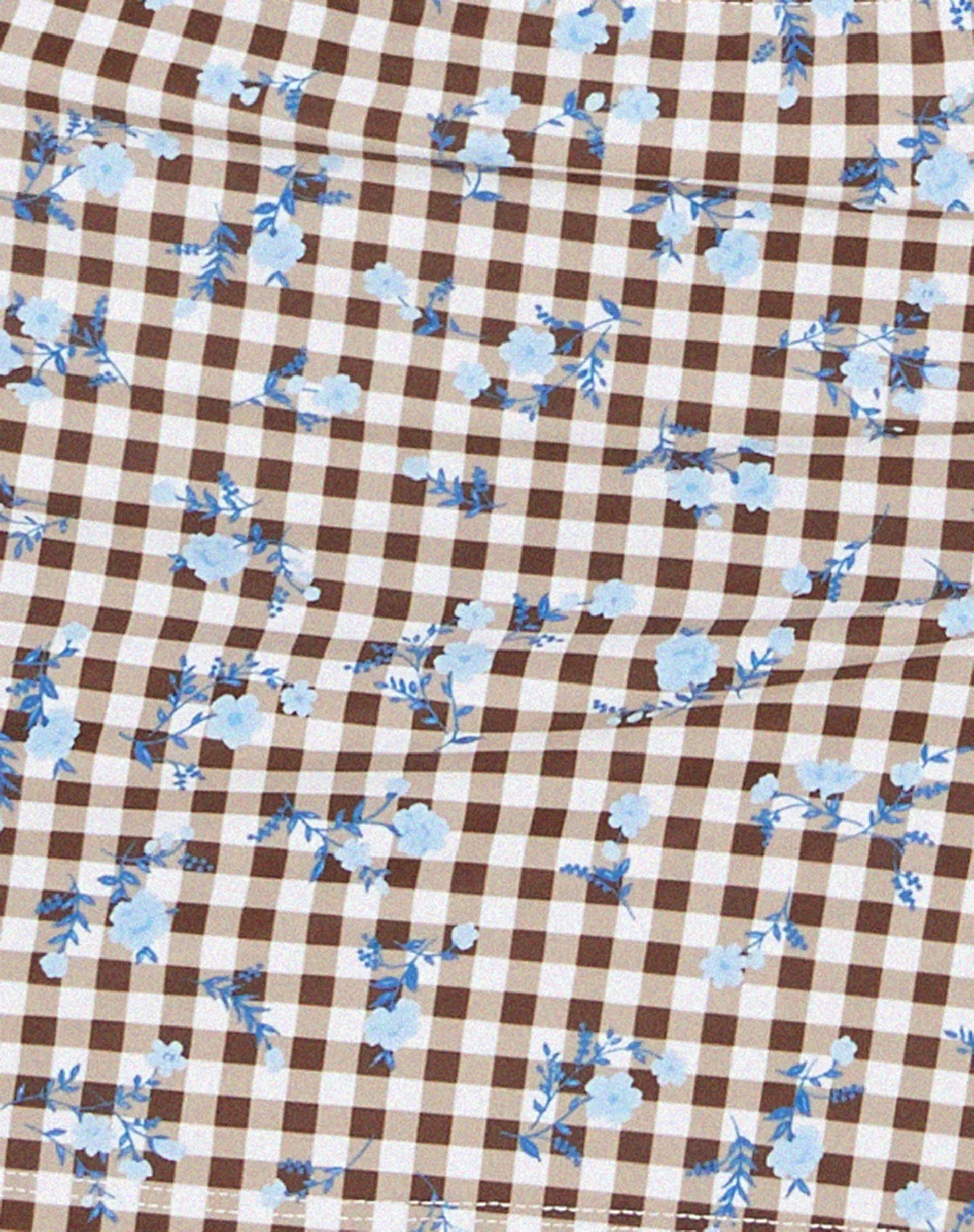 Goby Mini Skirt in Floral Gingham Brown